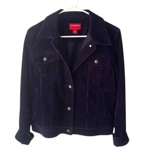 Chaps Jacket L Purple Cotton Corduroy Vintage Trucker Dark Academia Casual